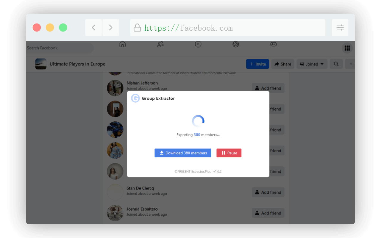Facebook Group Extractor screenshot